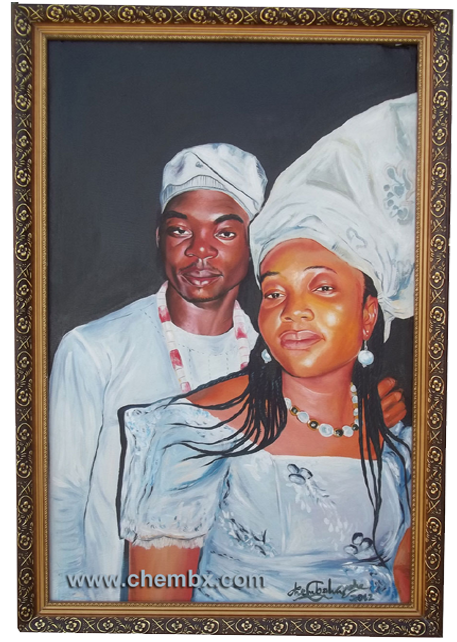Couple oil portrait 2x3 ft sample