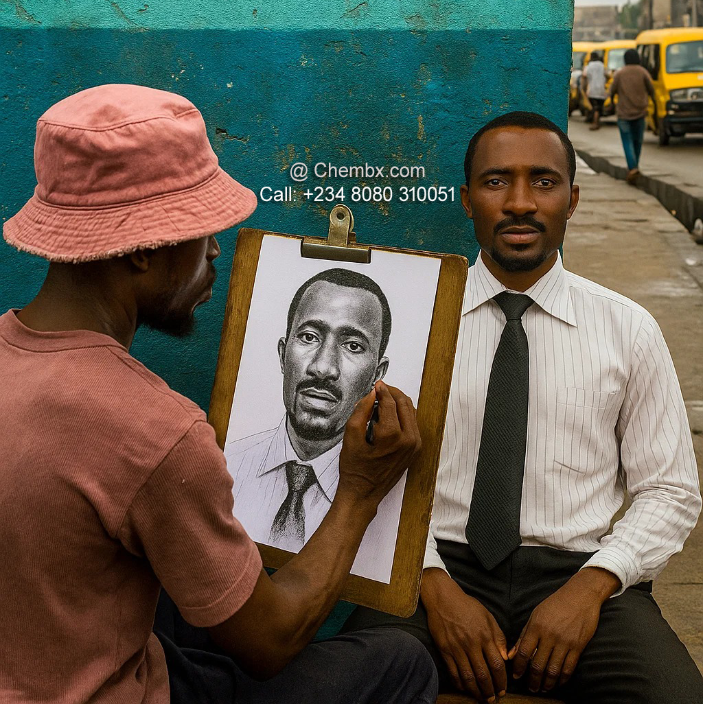 Painted portrait artwork by Chembx, delivered in Abuja and across Nigeria