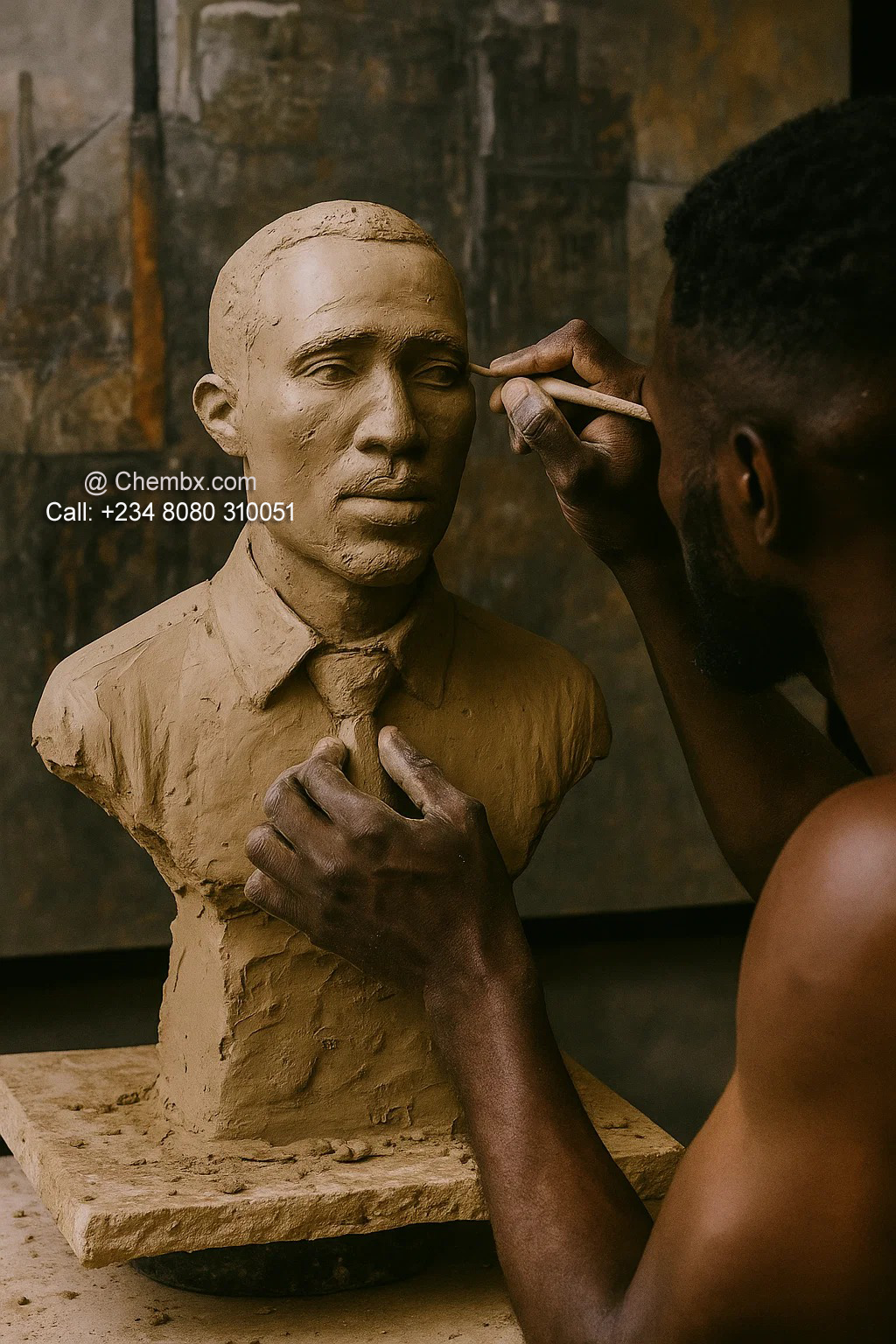 Handmade African sculpture bust portrait by Chembx in Lagos Nigeria