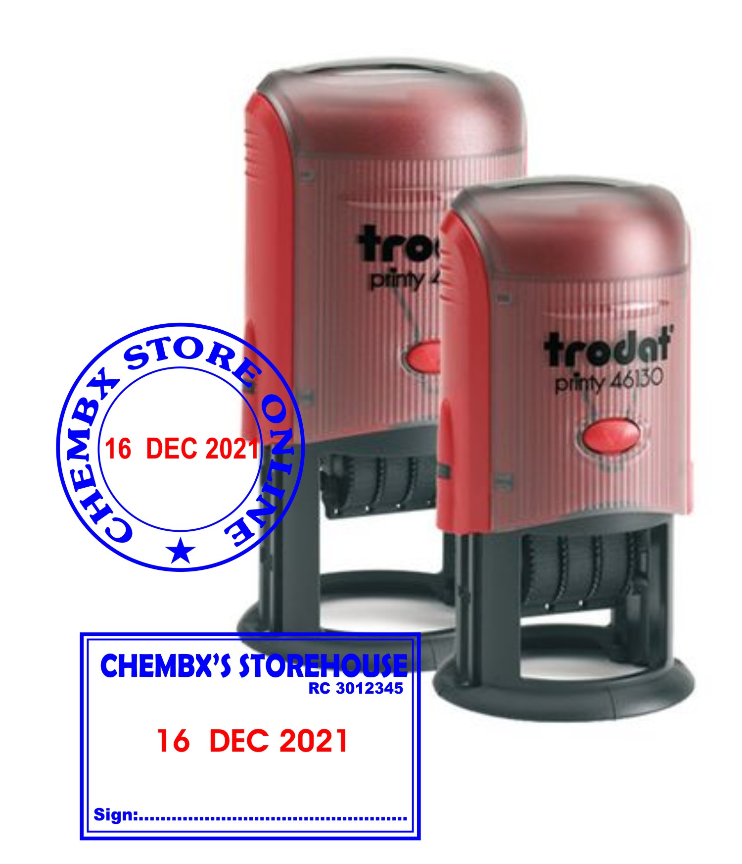 Double ink self inking stamp