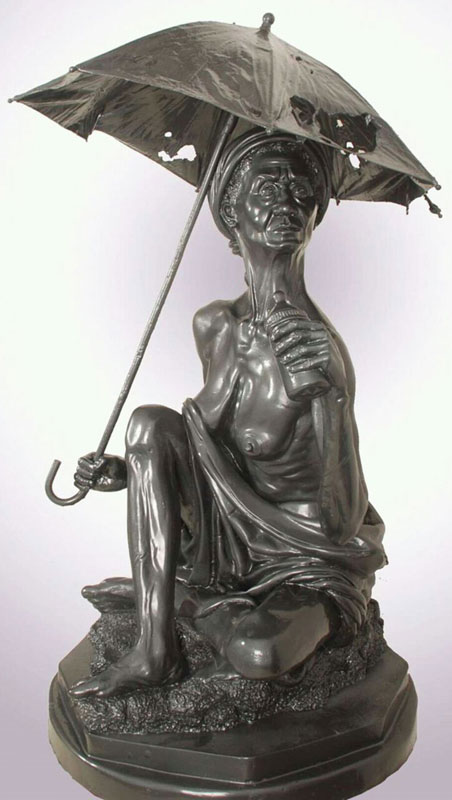 Fiberglass human bust with bronze finish African art