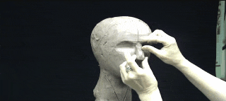 Handmade clay modeling portrait sculpture African art